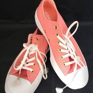 MINT Converse All Star Low Top Trainers 560675C Peach Pink Gold Women's Size 8